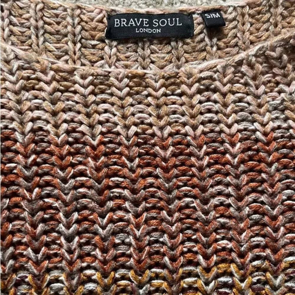 Brave Soul Earthy Cropped Knit Women's/Teen Sweater S/M Knit Colorblock Natural